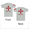 Deus Vult Knights Templar Cross Crusader Front &Back Print Vintage Men's T-Shirt