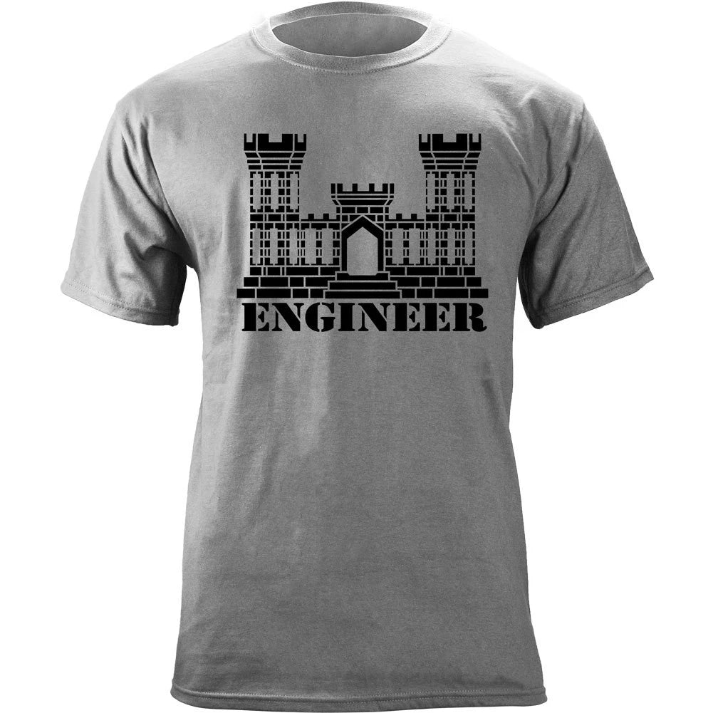 US Army Engineer Branch Insignia Castle Veteran Graphic T-Shirt