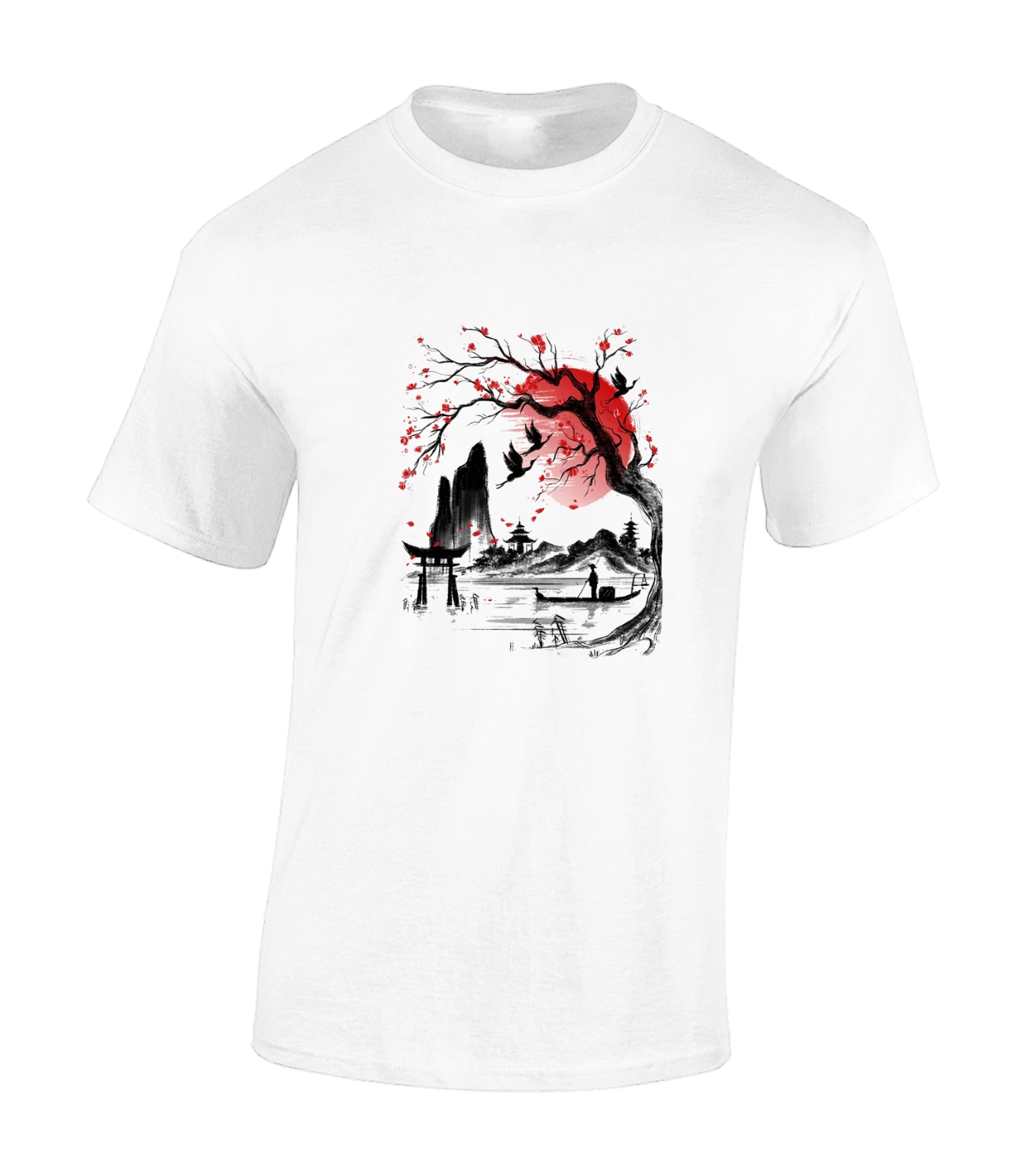 JAPANESE VILLAGE SCENE MENS T SHIRT JAPAN SYMBOL TOP SAMURAI FASHION COOL NEW