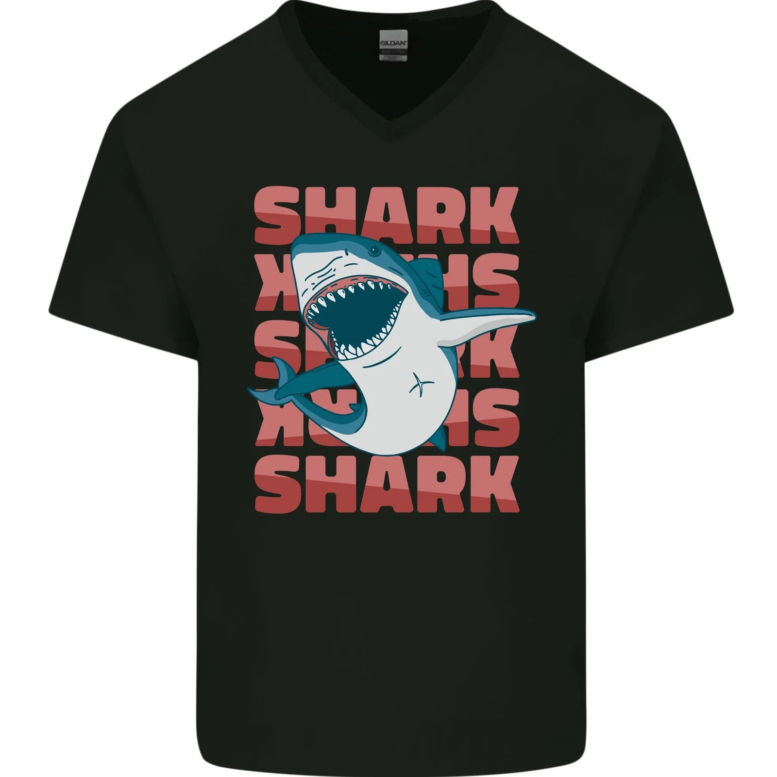 A Great White Shark Mens V-Neck Cotton T-Shirt
