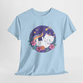 Cute Unicorn Cat Playing,  5 Colors Unisex Heavy Cotton T-Shirt, Anime Tee