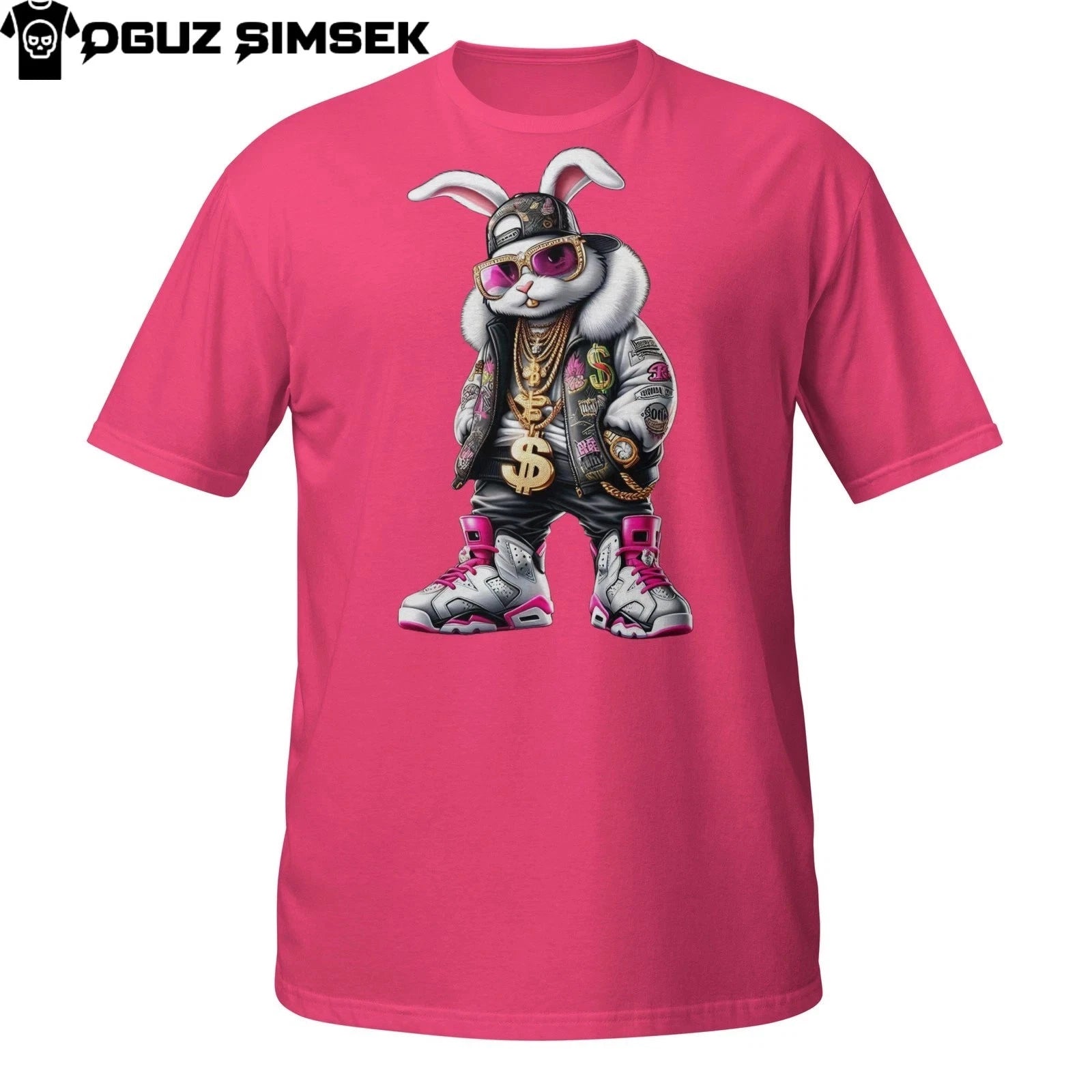 Urban Bunny T-Shirt – Gangsta Rabbit with Gold Chains & Shades
