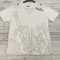 Rebellious White Embroidered Graphic T Shirt Men Size 2XL Fits Like Slim XL