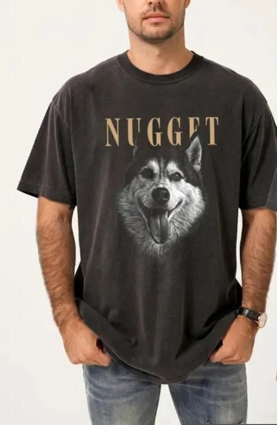 Custom Sketch Pet Portrait Shirt Personalized Dog Photo Tee Trendy Dog Gift