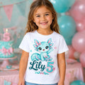 Personalised Axolotl 5th Birthday Girls T Shirt Custom Name Kids T-Shirt