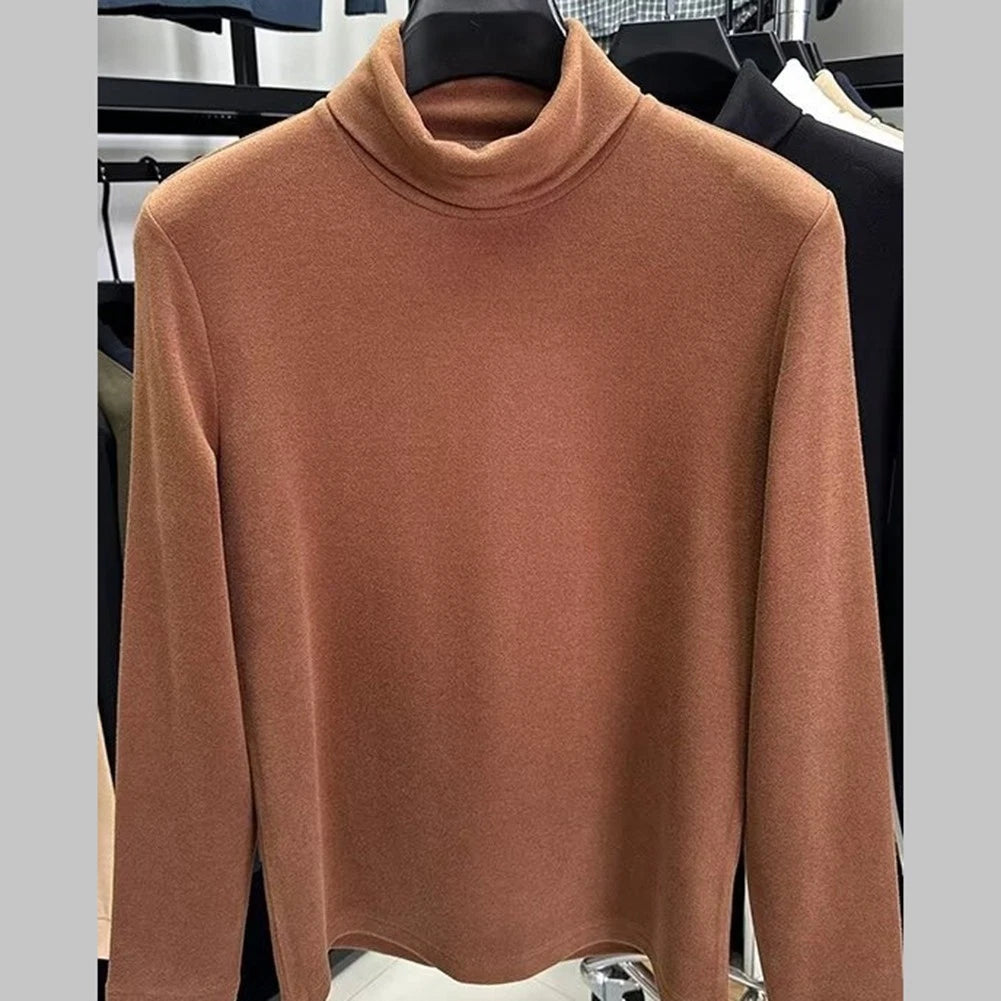 Men Durable Polyester Spandex T Shirt Half High Collar for Regular Use
