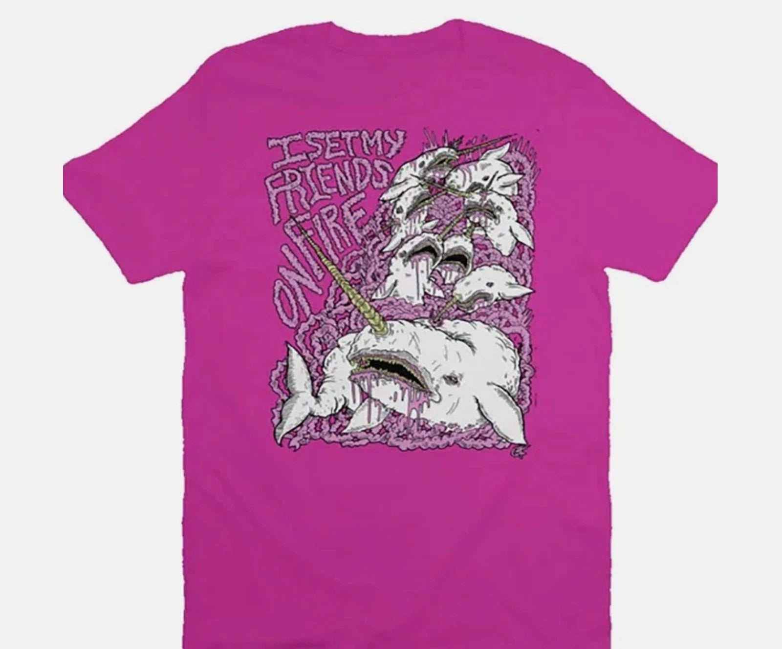Rare I Set My Friends On Fire Band Pink All Size T-Shirt