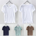 Casual Men's Premium Cotton Shirt Classic Fit V-Neck Shirts Plain Breathable
