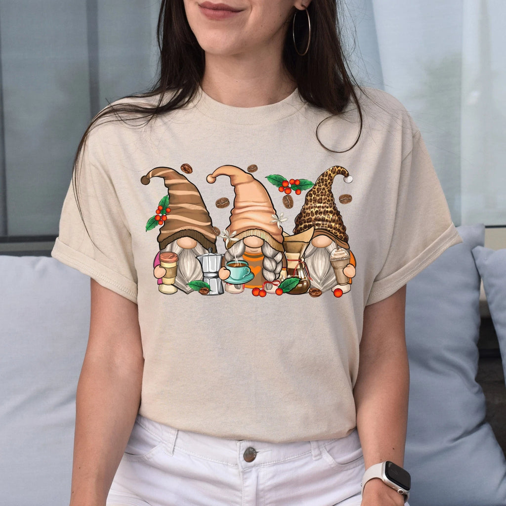 Coffee Gnomes Unisex shirt coffee lover Christmas gift White Sand