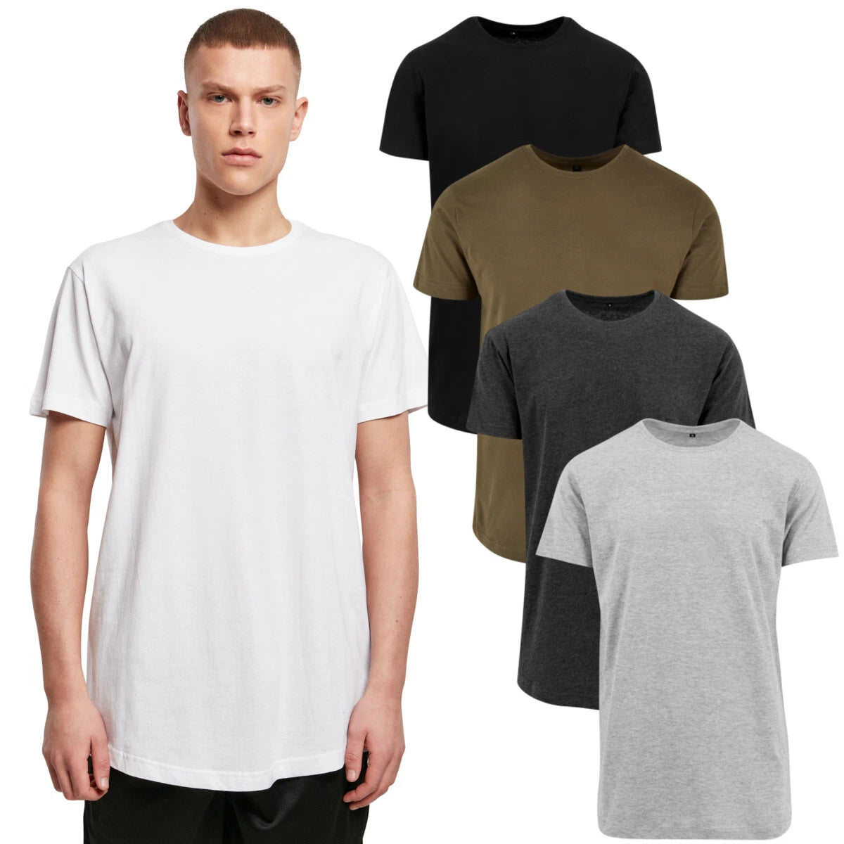 Build your brand shaped long tee T-shirt top shirt oversized basic blank men