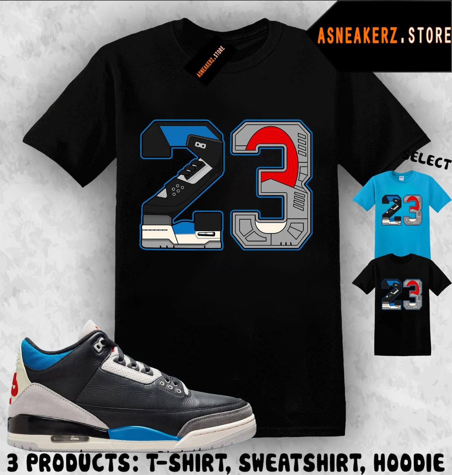 Tee Shirt Matching AJ 3 OG Rare Air 2025 Match Sneaker Retro Number 23 T-Shirt