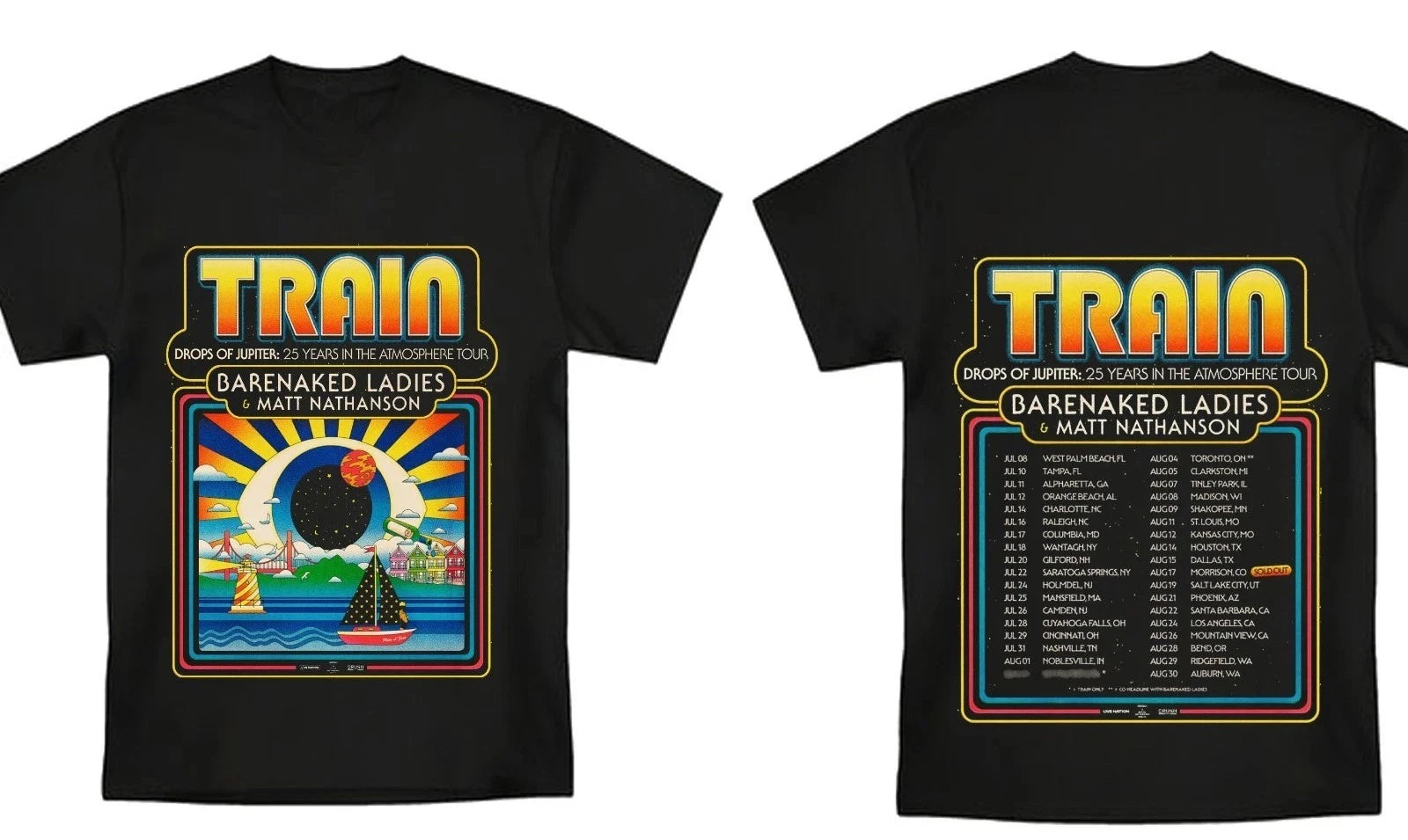 New Train 2026 Tour 'Drops Of Jupiter-2 Sides Shirt