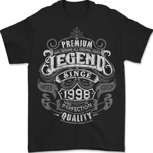 Premium Legend 28th Birthday 1998 Mens T-Shirt 100% Cotton