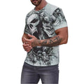 Men's Loose Fit Polyester T Shirt Printed Skull Design Breathable Fabric