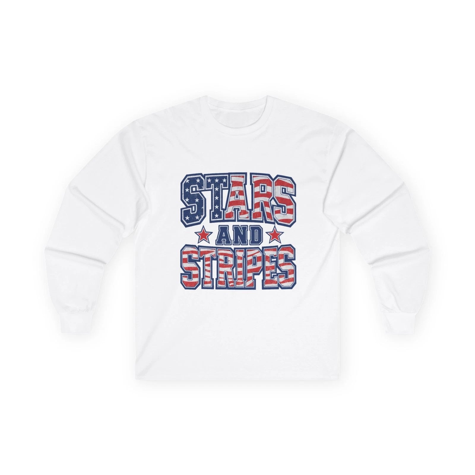 Patriotic Stars Stripes Long Sleeve American Flag Unisex Made in USA