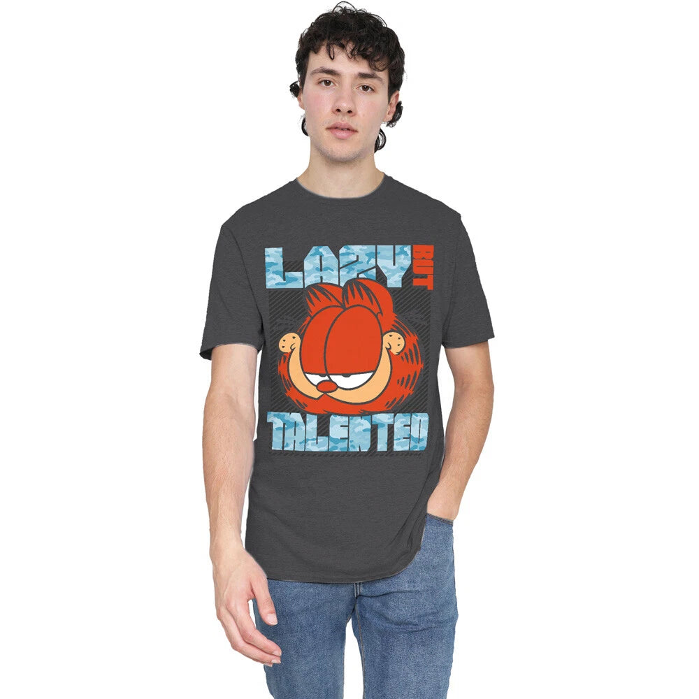 Garfield Lazy But Talented T-Shirt S-3XL, Charcoal