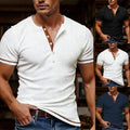 V Neck Tee Men Short Sleeve Solid Color Design 4% Spandex Blend Stretch Fabric
