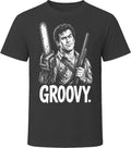Ash Groovy Evil Dead II Iconic 80s Movie T Shirt