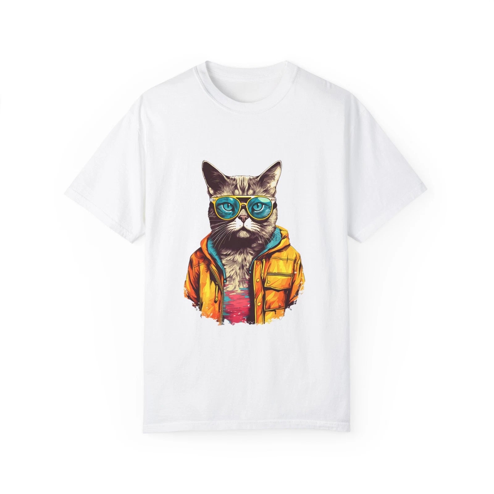Cool Cat With Glasses Unisex Garment-Dyed T-shirt