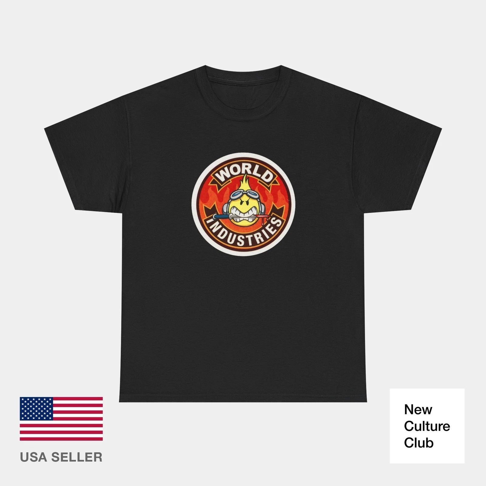 Fighter Flameboy World Industries Skateboard 2001 Vintage Classic TShirt Print