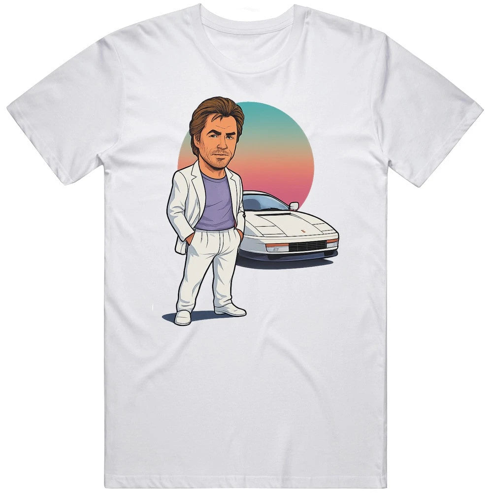 Sonny Crockett Miami Vice Vintage Retro Caricature V2 T Shirt