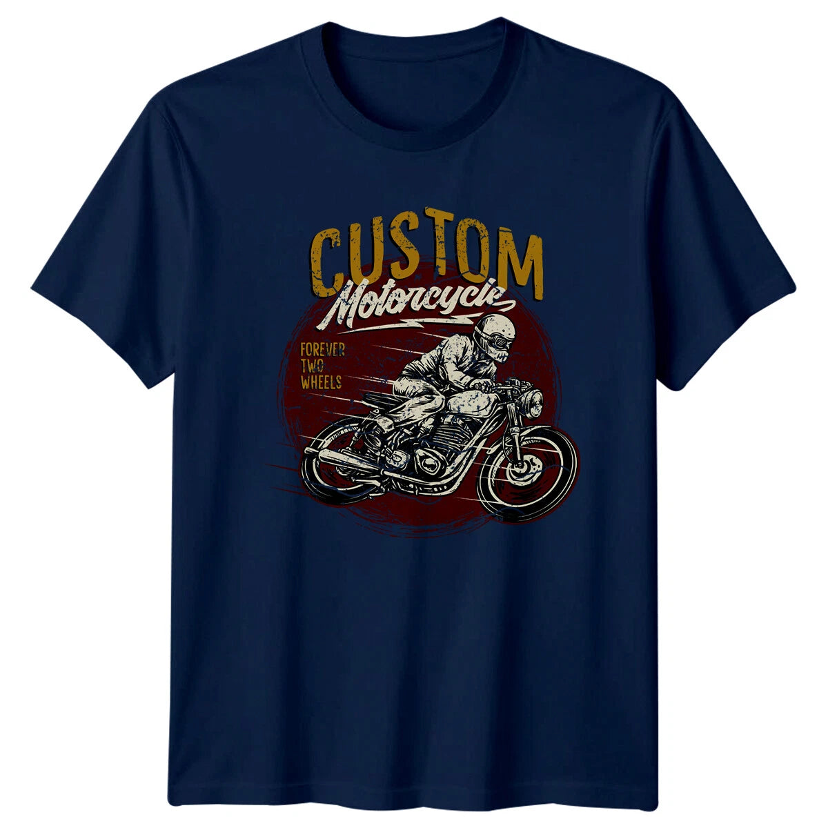 Custom Motorcycle Forever Two Wheels Vehicle Mens T-Shirt Womens Tee Graphic Top