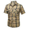 Men's Cargo Shirt Casual Slim Shirts Short Sleeve Button Down Tops Blouse