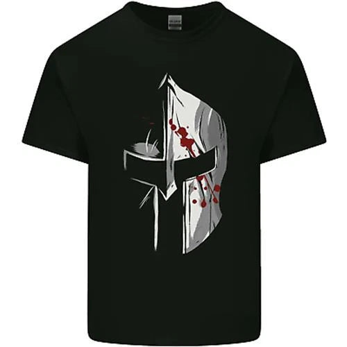 Gym Training Top Spartan Helmet MMA Mens Cotton T-Shirt Tee Top