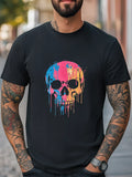 Neon Drip Skull Colorful Graphic Unisex T-Shirt Women Men Trendy Casual Tee