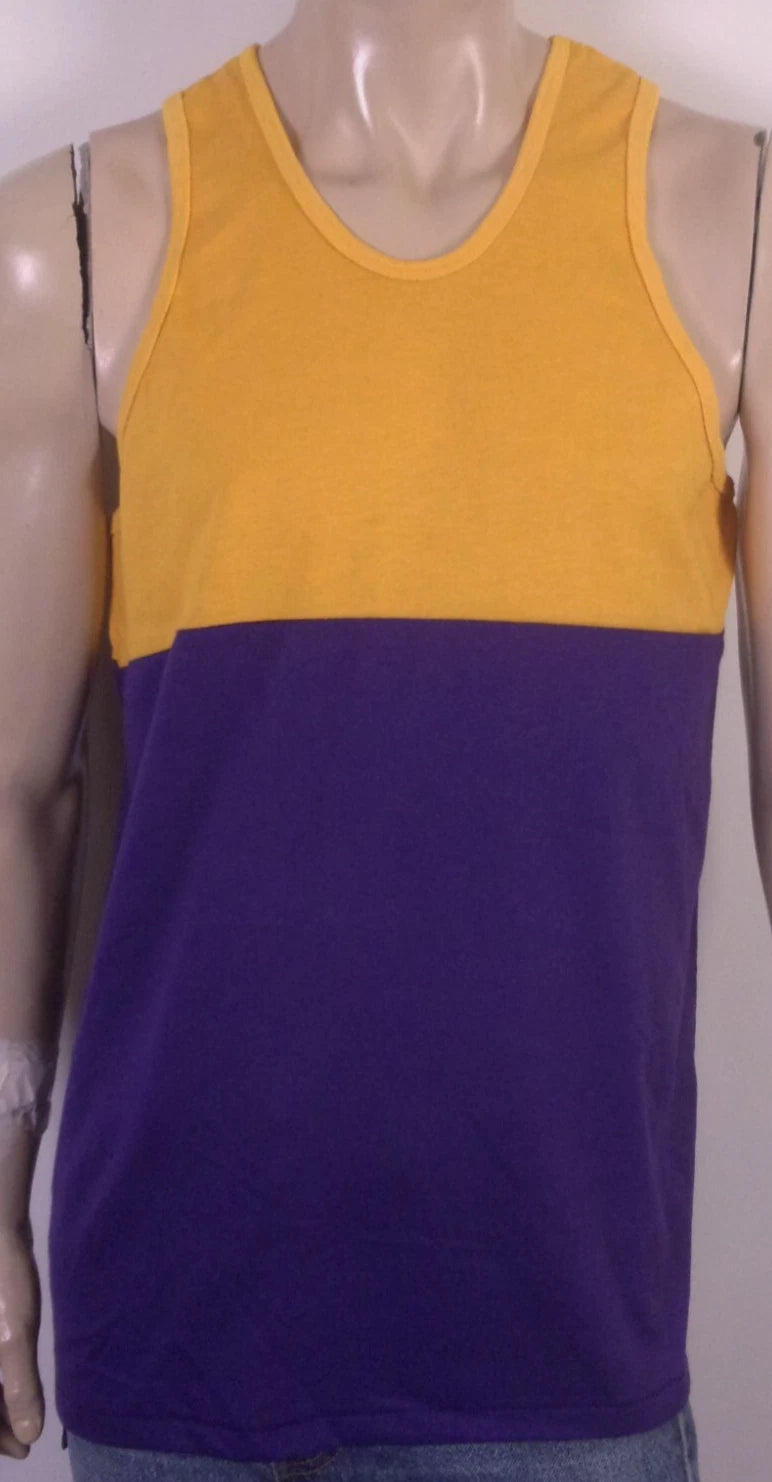 vintage 80s Garan NWOT Yellow / Purple Tank Top T-Shirt L.A. Lakers Blank SZ XL