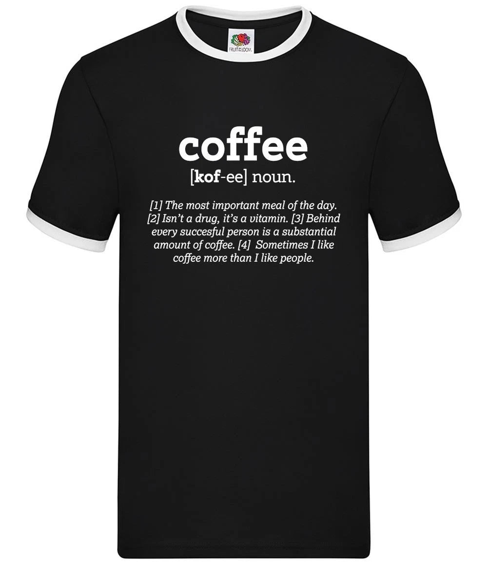 Funny Definition Coffee - Mens Ringer - Latte Espresso Cafe Caffeine