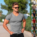 Men V Neck T Shirt Summer Sportswear Men Polyester Fiber Fabric Moisture Wicking