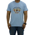Mens Printed T Shirts Blue Regular Fit Crew Neck Beach Soft Cotton Tees S - 6XL