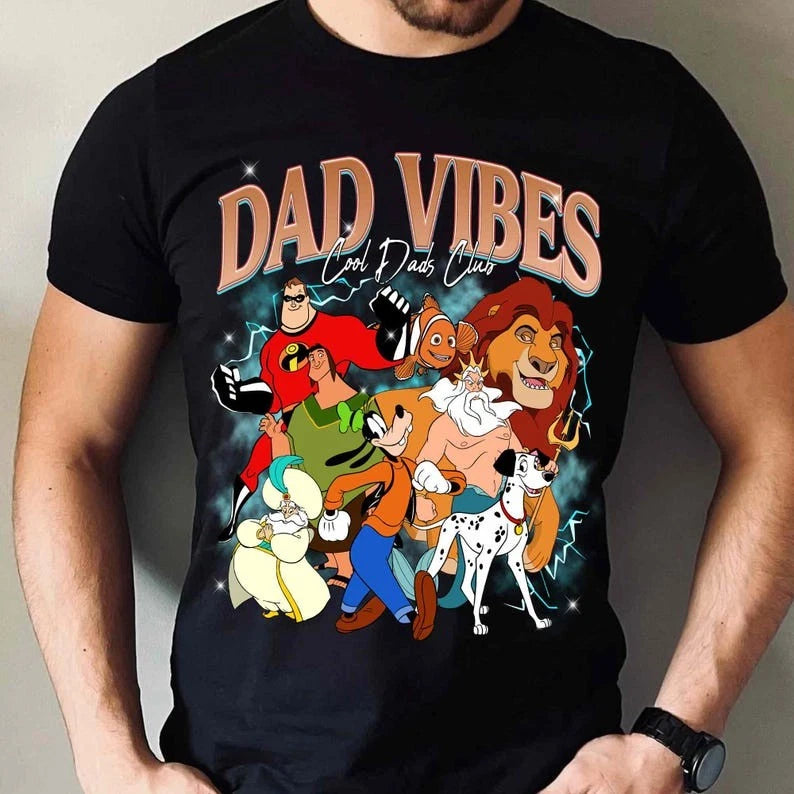 Retro Dad Vibes Cool Dads Club Cartoon Dad Characters Group Tshirt Men Women
