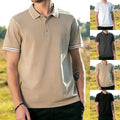 Men's Solid Color Short Sleeve T-Shirt Lapel Design Casual Gym Streetwear