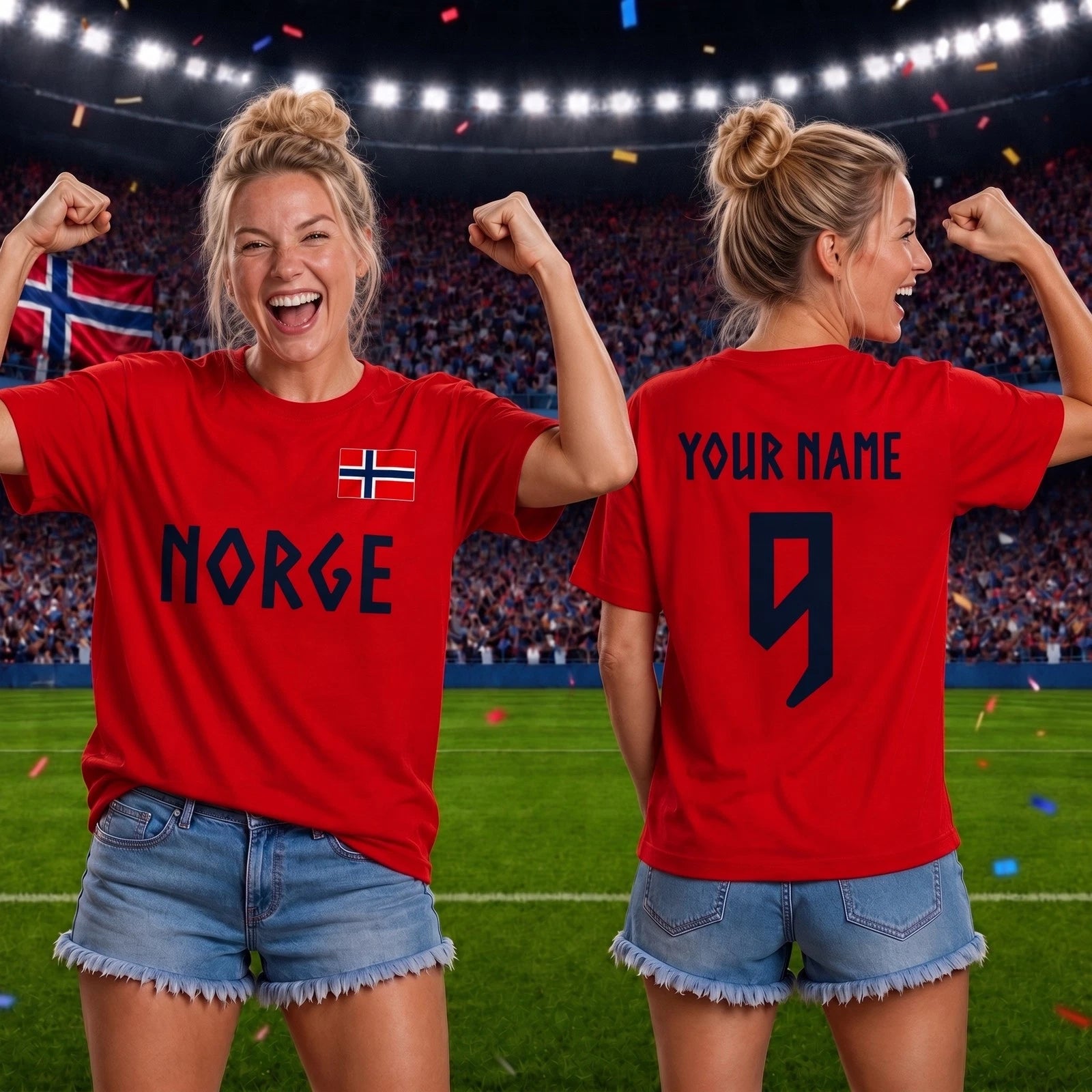 Custom Name Number Norge Football Shirt, Norway Fan Tee