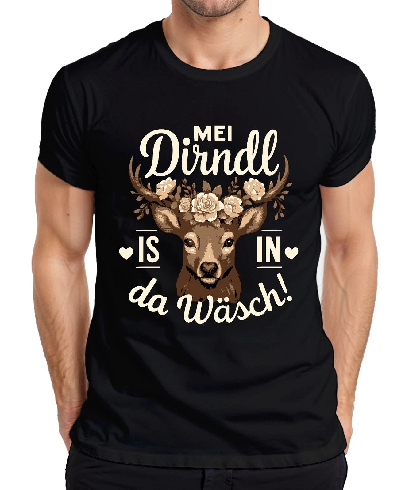 Mei dirndl is in da laundry Oktoberfest Oktoberfest costume deer Bavarian men's T-shirt