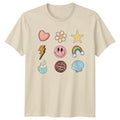 Trendy Summer Icons Graphic T-Shirt, Y2K Girly Beach Vibes Tee