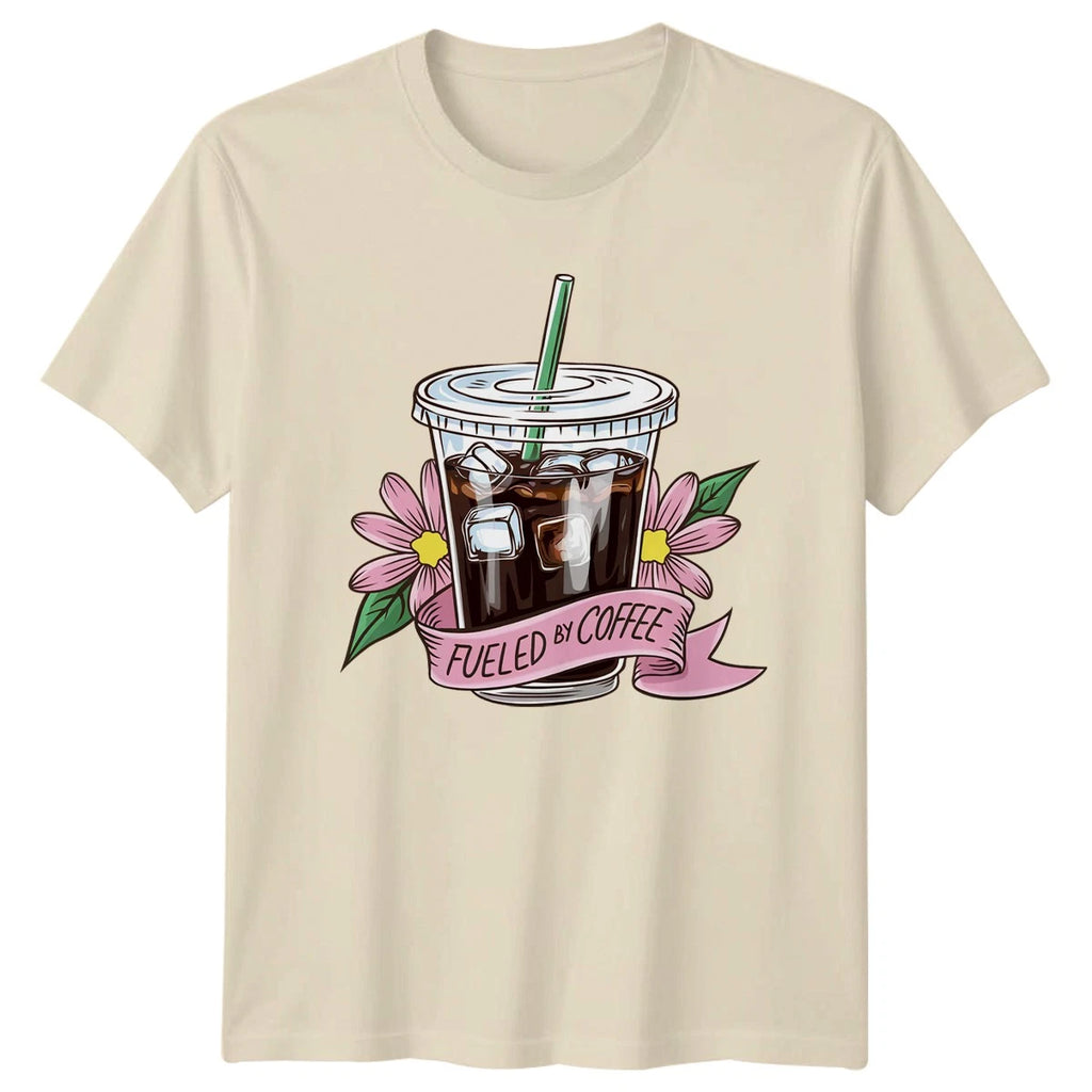 Fueled By Coffee Womens T-Shirt Iced Coffee Coffee Birthday Gift For Her