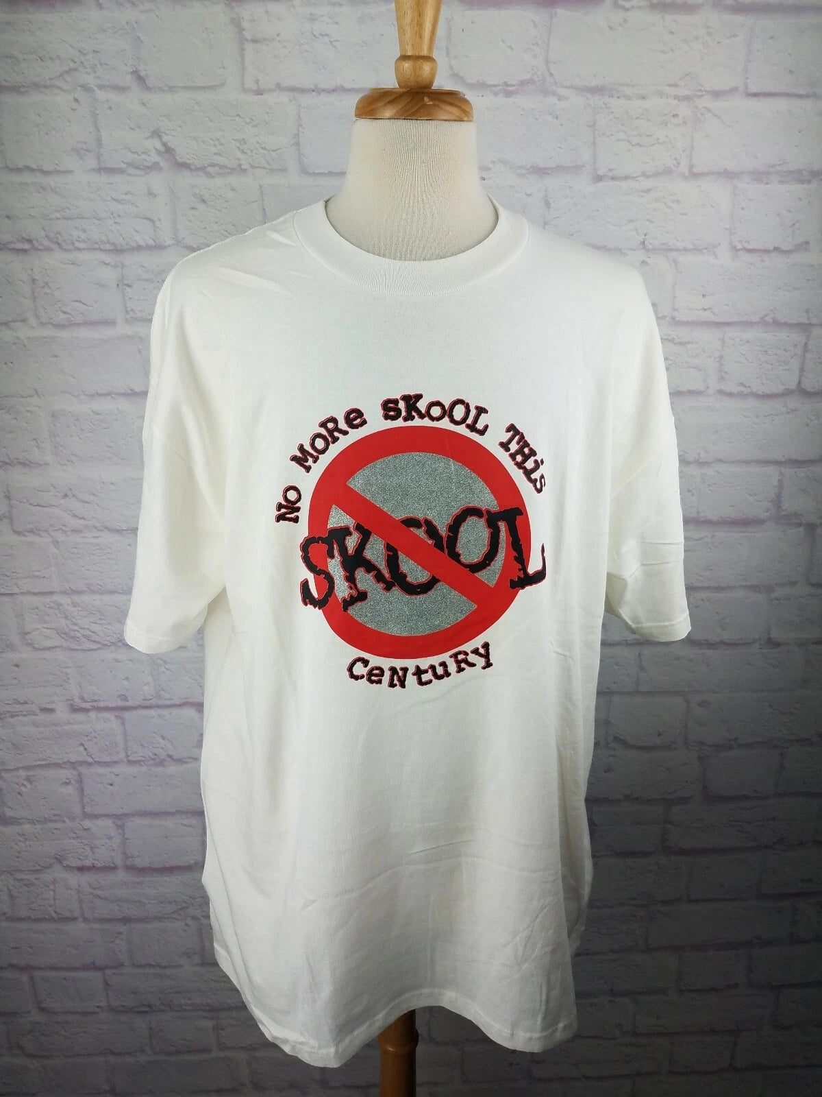 Vintage 1990s No More SKOOL This Century White T Shirt Tee Adult 2XL 90s