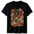 Two Dragons Mythology Japanese Graphic Tee Mens Womens Unisex T-Shirt