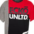 Ecko Unltd T Shirt Mens Size Large Red Gray Black Colorblock Streetwear