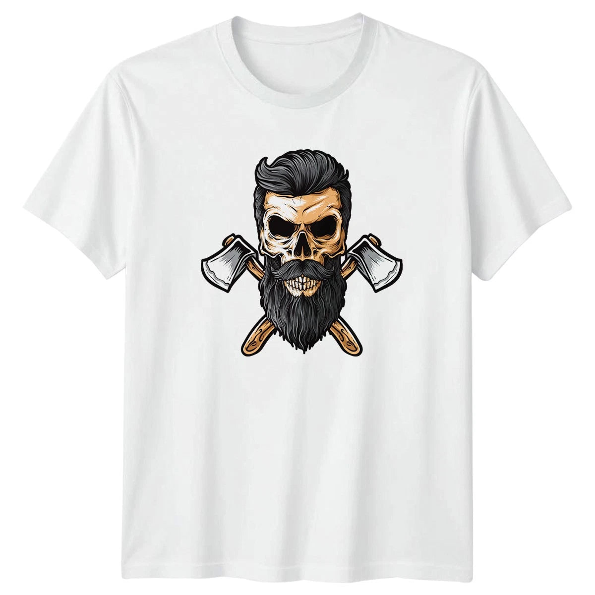 Rugged Bearded Skull Axe Mens T-Shirt Lumberjack Gift For Him