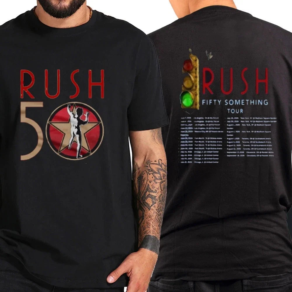Rush Fifty Something Tour Rush 50th Anniversary World Tour Tee Rock Fans Tee (1)