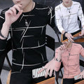 Mens Crewneck Printed T-Shirt Shirt Pullover Long Sleeve Slim Muscle Tops