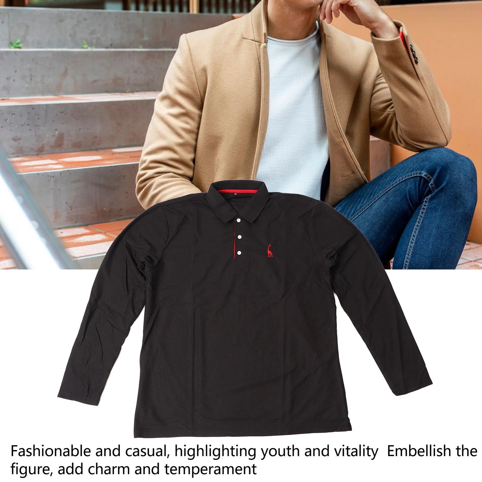 1 Men Collared Long Sleeve T Shirt Stylish Casual Wear For Office