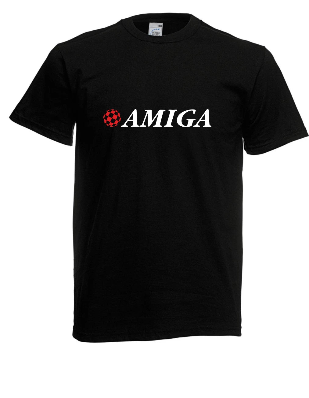 mens t shirt l commodore amiga & amiga logo ball