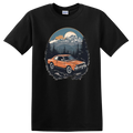Retro Mountain Car T Shirt Adventure Vintage Orange Car Tee Outdoor Scenic