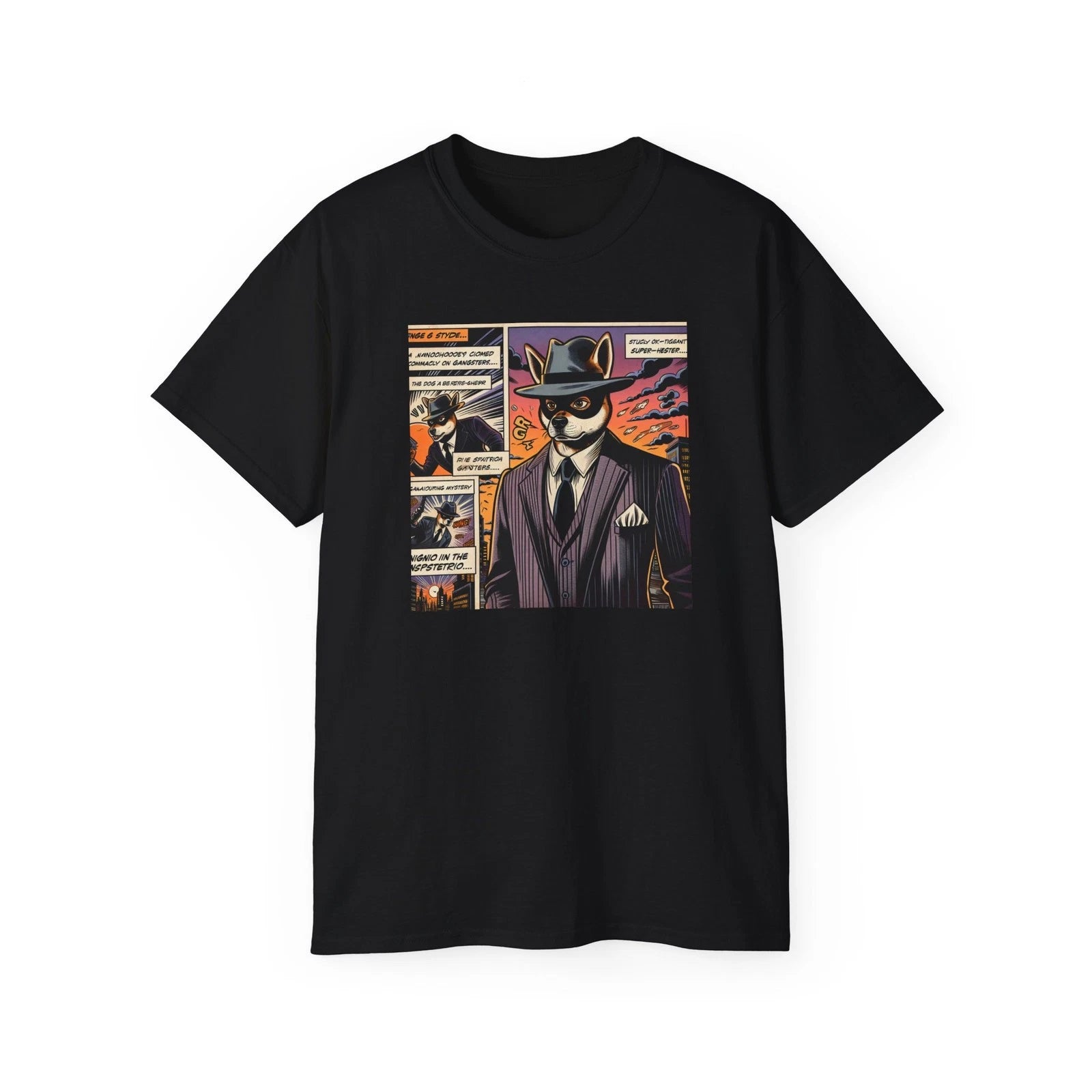 Super Hero Gangster Dog Comic Tee, Dog Lover Gift, Cool Animal Shirt, Unisex Tee