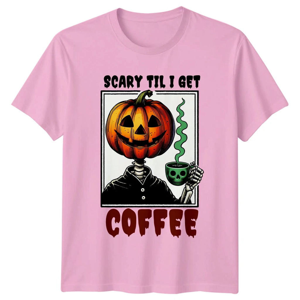 Scary Til I Get Coffee T-Shirt Halloween Coffee Halloween Gift For Him And Her